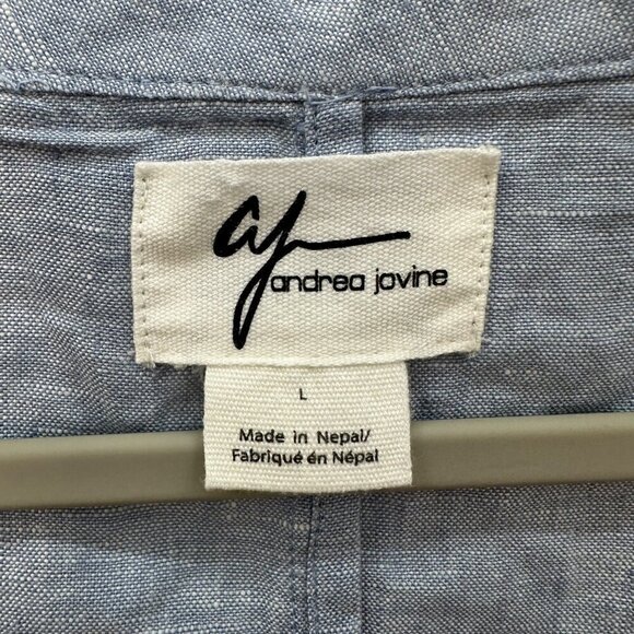Andrea Jovine 100% Linen Blue Open Front Cardigan Womens size Large - Picture 2 of 5